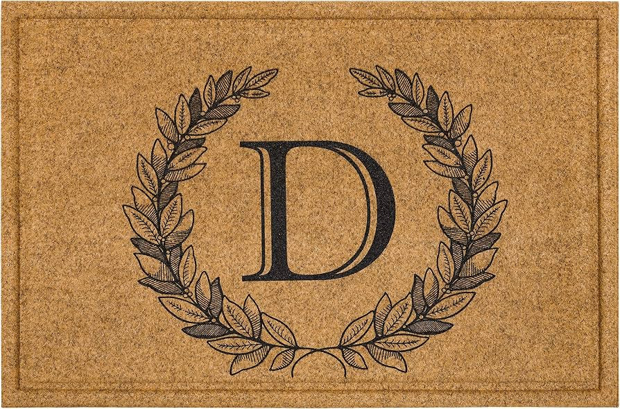 Mohawk Home Entryway Door Mat Laurel Monogram Letter D 2' x 3' Faux Coir Doormat All Weather Outd... | Amazon (US)