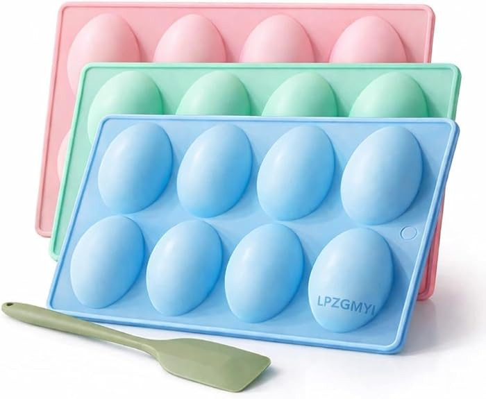 Easter Egg Silicone Mold for Baking, 3 Pack 24 Cavity Food-Grade Chocolate Molds, Non-stick Egg S... | Amazon (US)