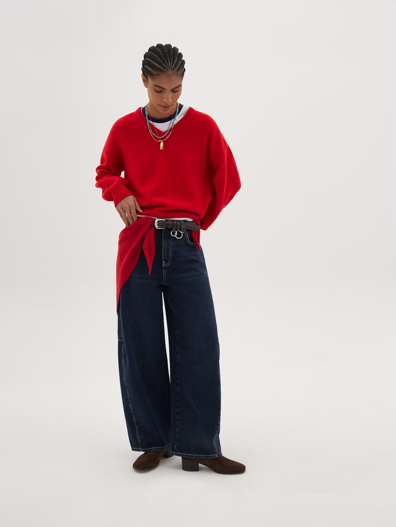 Millie Merino Wool V Neck Jumper | True Red | Hush UK
