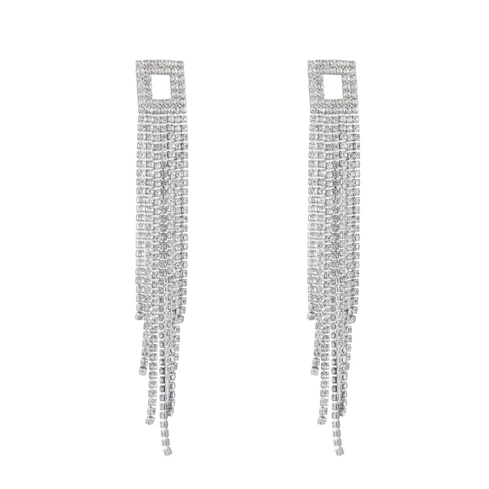 Rhinestone Threader Tassel Earrings Long Chandelier Dangle for Women Girls | Walmart (US)