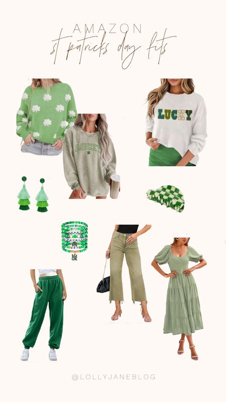 Amazon St Patrick’s Day outfits! 🍀

Amazon has some super fun green St Patricks day outfit finds! Obviously these pieces do not go together, but on their own paired with some creative fashion choices, they would be a perfect addition to anyones closet! Besides the St patricks day clover accessories, these pieces can be a year round choice! I absolutely adore this beautiful olive green dress and cutoff jeans! These 'Lucky' sweatshirts are absolutely adorable. I am so obsessed with this beautiful light green clover sweater!! 🫶🏻

#LTKbeauty #LTKstyletip #LTKSeasonal