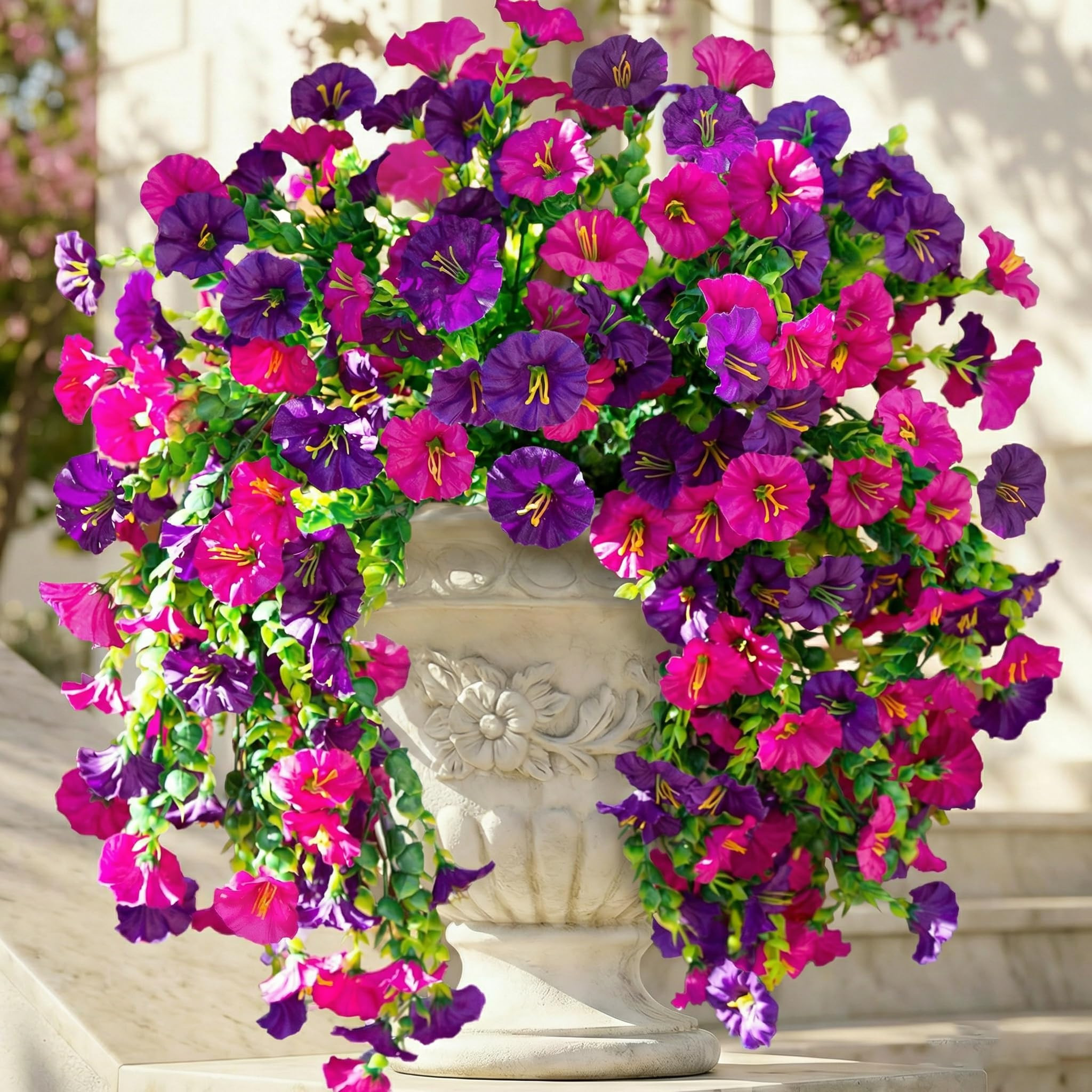 Ivydale 2 PCS Artificial Hanging Flowers Fake Plants Outdoor,Silk Morning Glory Faux Flowers with... | Amazon (US)