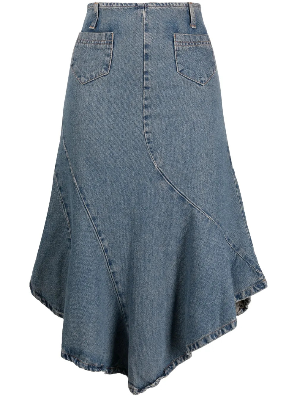 Gimaguas Diana Asymmetric Panelled Denim Skirt | Blue | FARFETCH | Farfetch Global