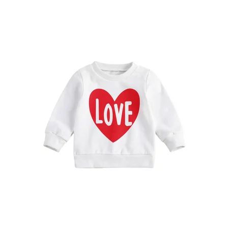 Xingqing Valentines Day Sweatshirt Toddler Baby Girl Heart Pullover Sweater Shirt Tops Casual Clothe | Walmart (US)