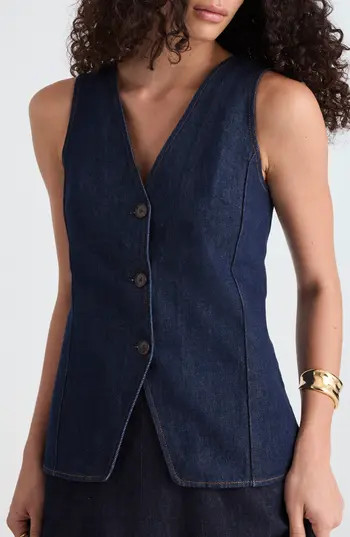 Madewell Denim Cutaway Vest in Rinse Wash at Nordstrom Rack, Size 0 | Nordstrom Rack
