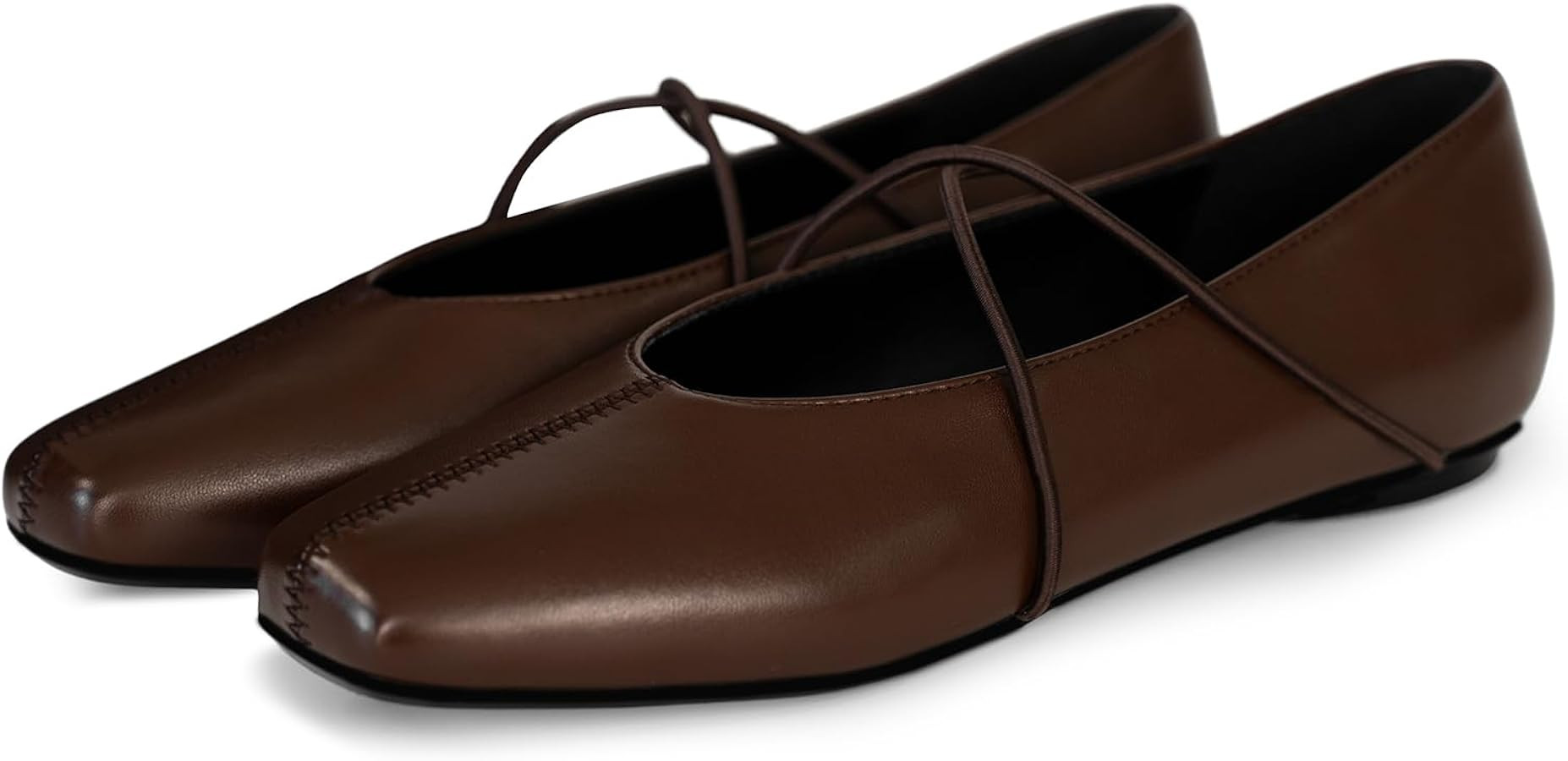 Criss-Cross Straps Ballet Flats for Women Square Toe Low Heel Mary Jane Flats for Office Work Com... | Amazon (US)