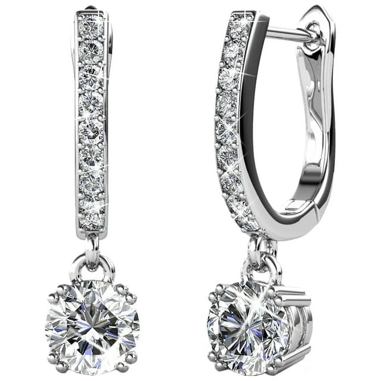 Cate & Chloe McKenzie 18k White Gold Plated Drop Dangle Earrings with Swarovski Crystals for Wome... | Walmart (US)