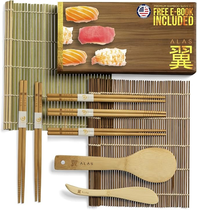 Alas Sushi Making Kit, Beginner Sushi Roller, Sushi Mat, Sushi Maker, Bamboo Mat, Sushi Kit | Amazon (US)