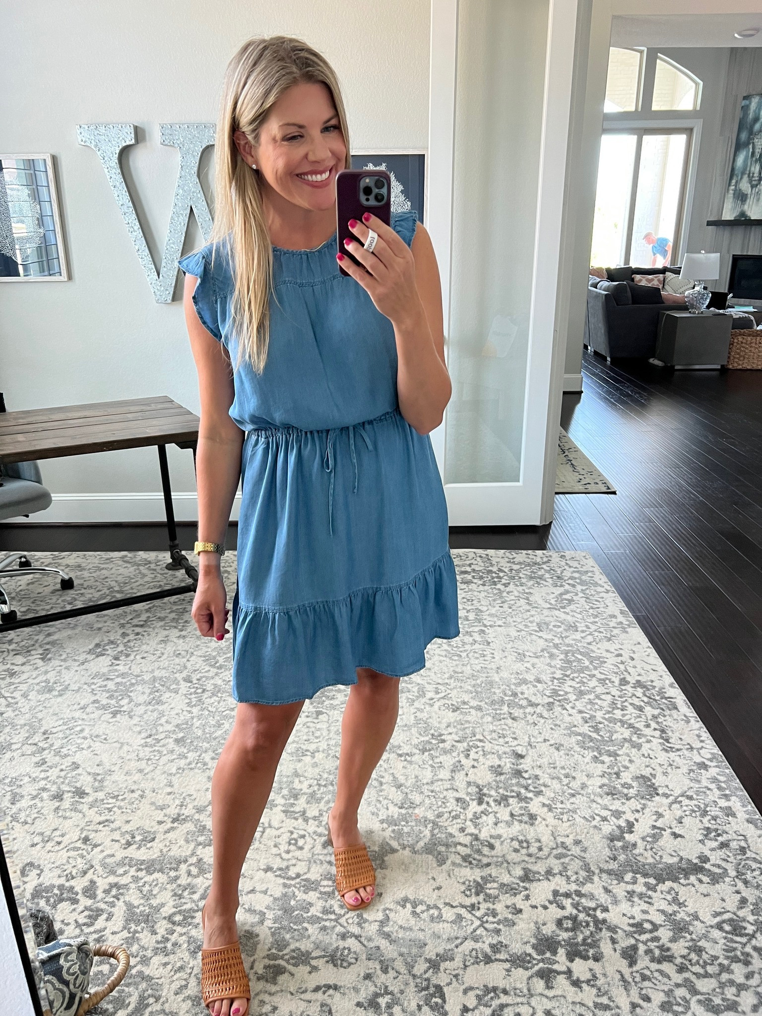 sachin and babi light blue dress Mexican Short Dress with Solid Colors