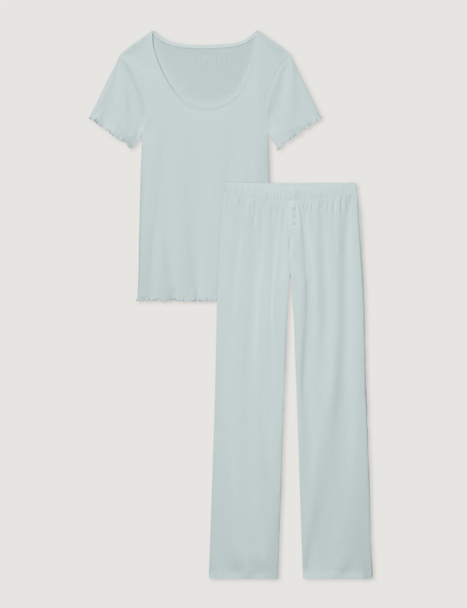 Women's Cotton Pointelle Rib Tee & Pant Set | Tommy John