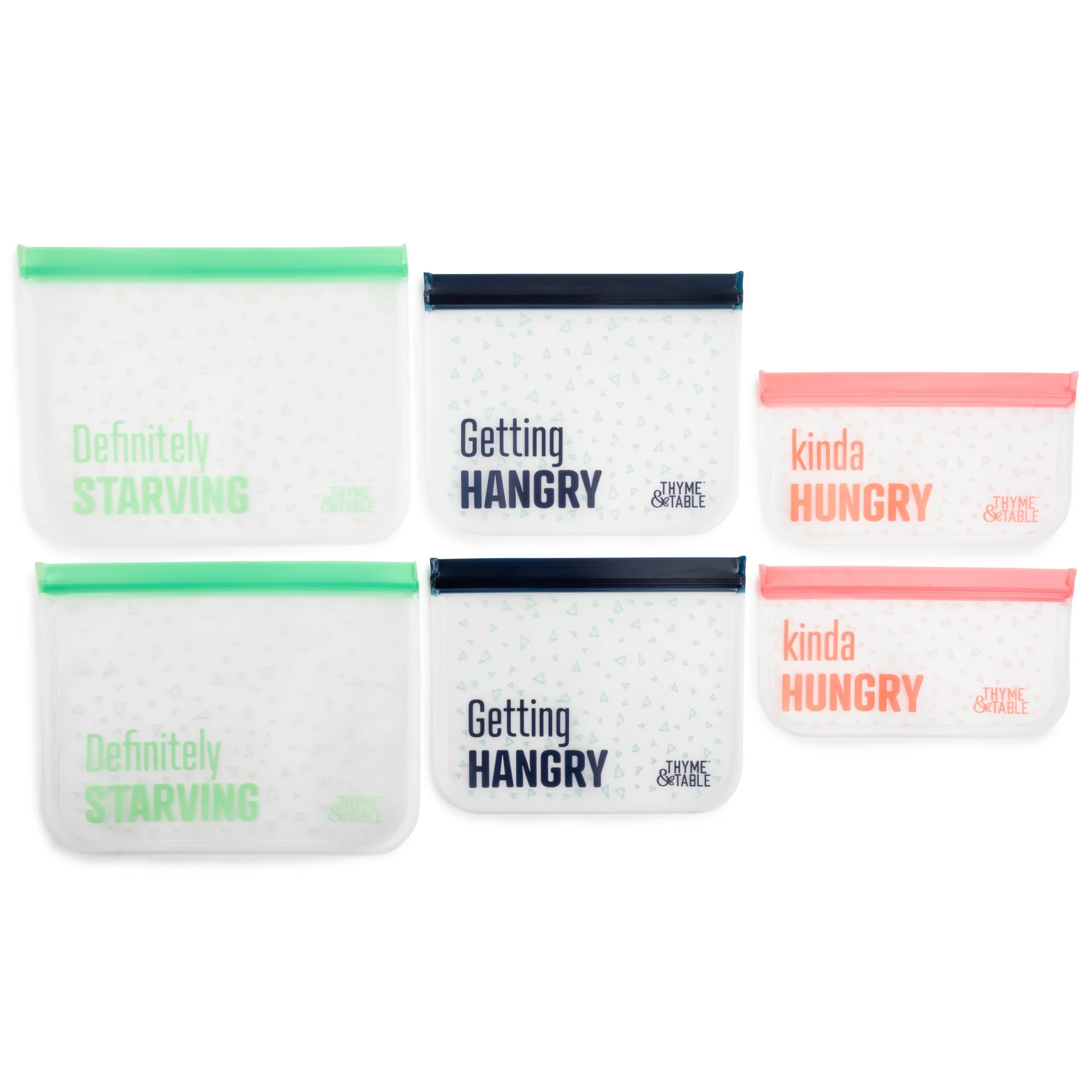 Thyme & Table Reusable Food Storage Bags, 6-Piece Set | Walmart (US)