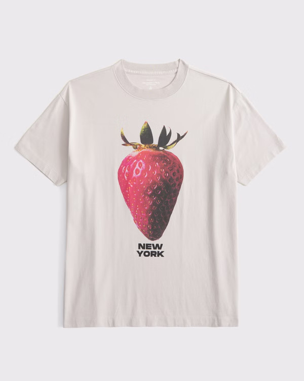 Women's Oversized New York Strawberry Graphic Tee | Women's New Arrivals | Abercrombie.com | Abercrombie & Fitch (US)