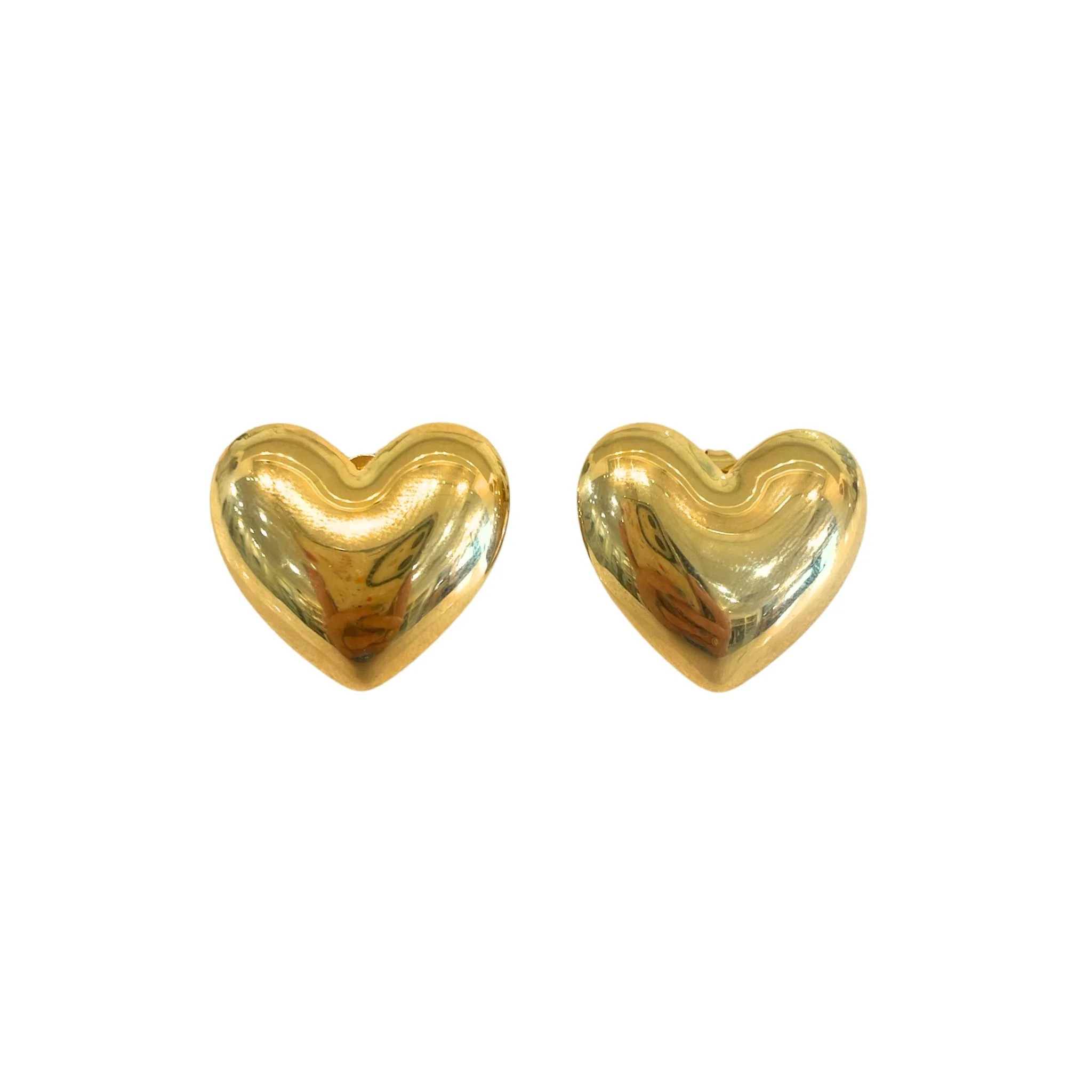Gold Puffy Heart Stud Earrings | Christina Greene LLC