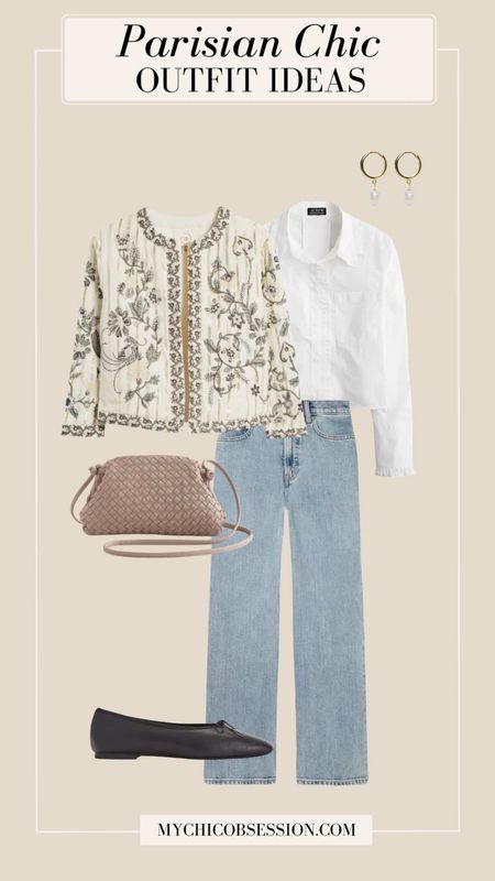 Although you might need to save this piece for a breakfast date early in the morning or outdoor dining after the sun sets, it’s a great alternative to a denim or leather jacket. Layer it over a neutral piece like a white tee or white button-down shirt. On bottom, try a pair of straight-leg jeans in a lighter wash – perfect for summer looks.

Accessorize with a comfortable pair of shoes – Parisians wear flats often because of how much walking they do within the city limits. Add a woven handbag and a pair of classy gold and pearl hoops to finish the outfit.

#LTKStyleTip #LTKSeasonal