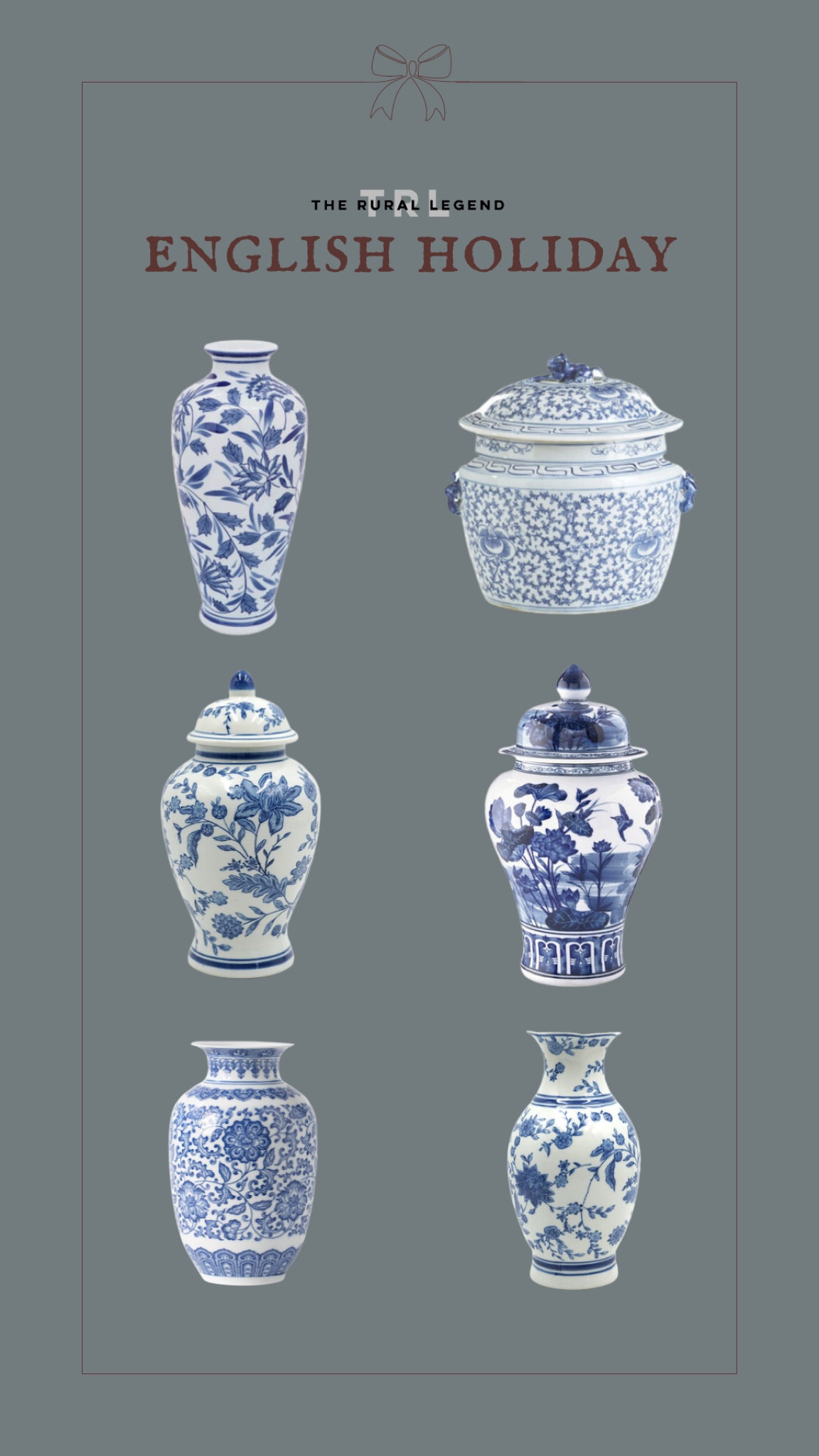 English vintage Victorian Christmas 
Chinoiserie, blue and white, vases and ginger jar

#LTKHome #LTKSeasonal #LTKFindsUnder100