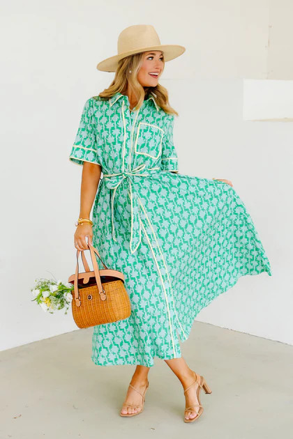 Never Know Green Short Sleeve Maxi Dress | The Willow Tree