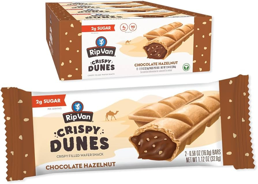 Rip Van Crispy Dunes Vegan Chocolate Hazelnut Wafer Sticks – Low-Calorie Keto Snack with Hazeln... | Amazon (US)