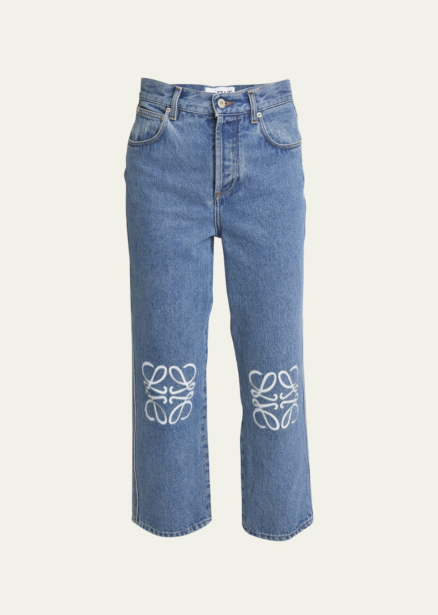 Loewe Cropped Jeans with Anagram Knee Detail | Bergdorf Goodman