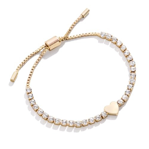 BaubleBar Lyanna Initial Heart Bracelet for Women - Cubic Zirconia and Brass - Ideal Valentine Day Bracelet - Luxury Pull Tie Clasp - Elegant Gift for Women, (Heart) | Amazon (US)