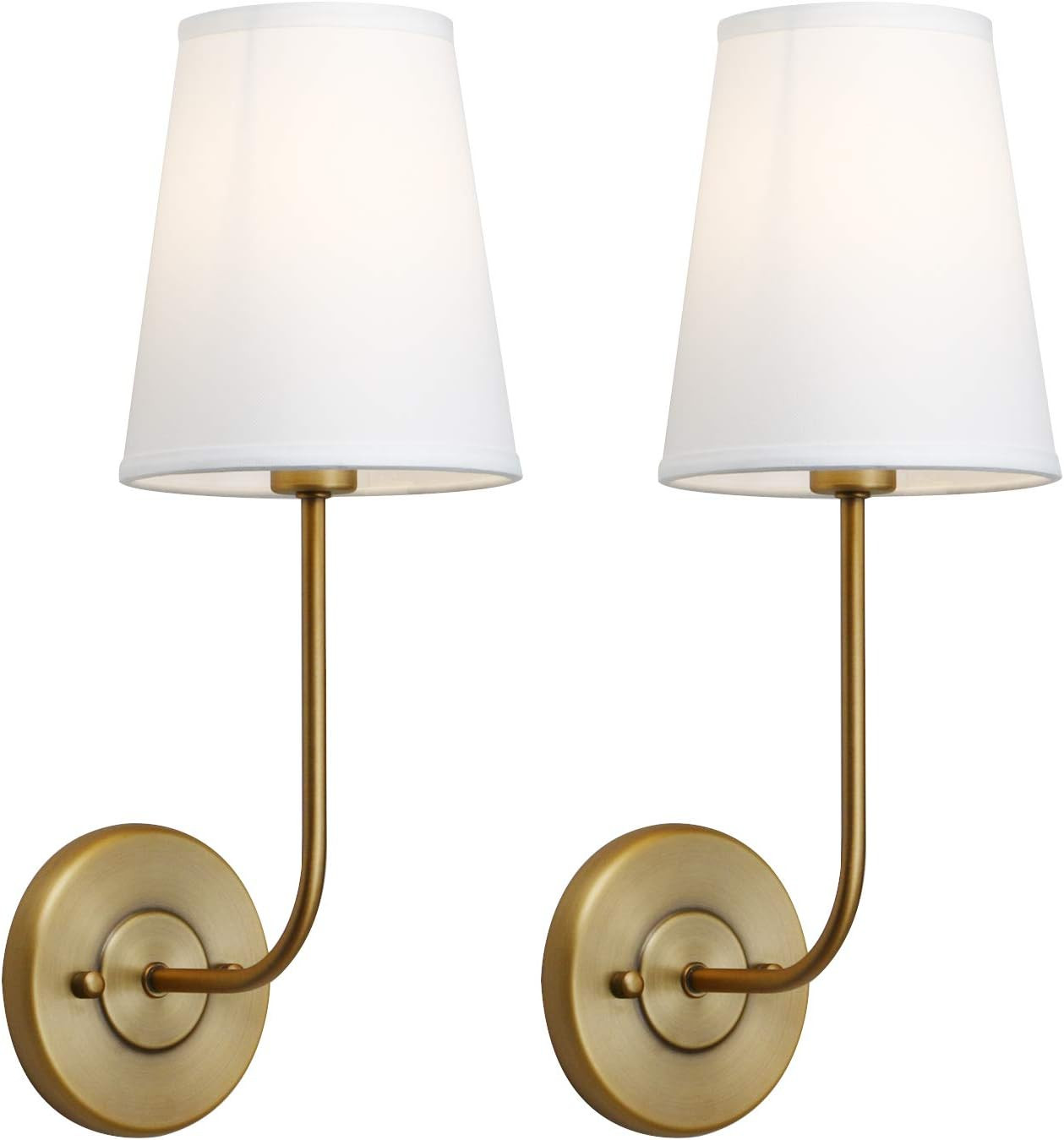 Pathson Industrial Wall Sconce with White Fabric Lamp Shade, 1-Light Vintage Indoor Wall Light Fi... | Amazon (US)