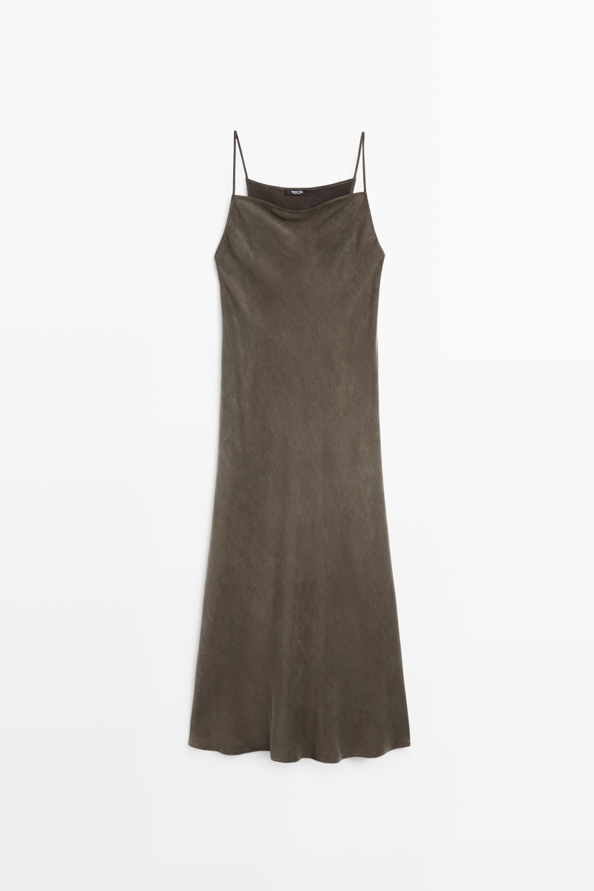 Flowing lingerie midi dress with thin straps | Massimo Dutti UK
