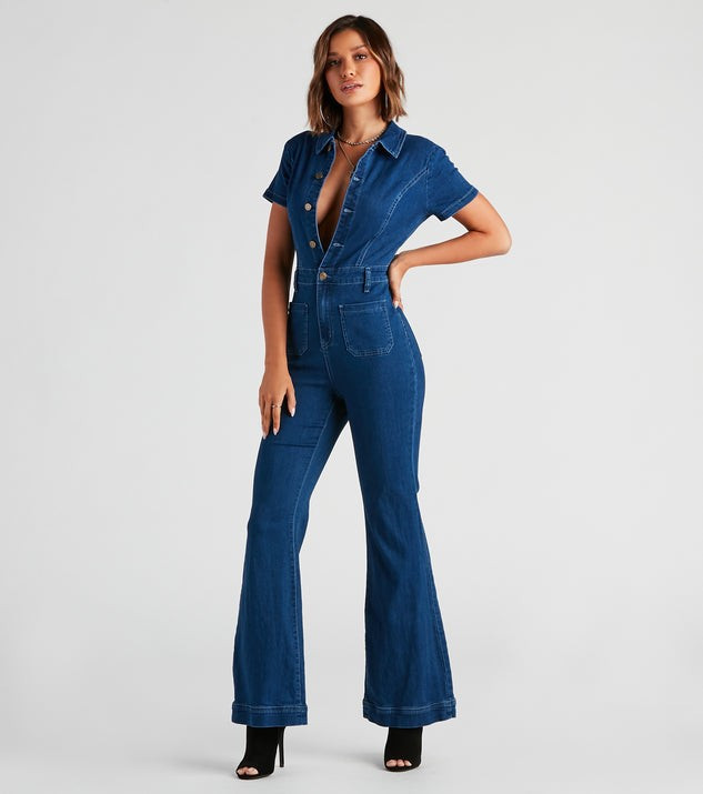 Gimme The Flare Denim Jumpsuit | Windsor Stores