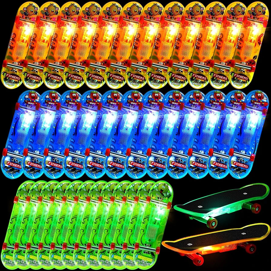 36 Pieces Light up Mini Finger Skateboards LED Fingerboard Creative Fingertips Movement Party Fav... | Amazon (US)