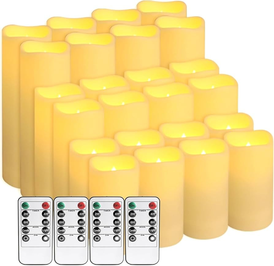 Set of 24 Flameless Led Battery Opeated (D2.2'' x H4''5''6'') Waterproof Outdoor Indoor Candles w... | Amazon (US)