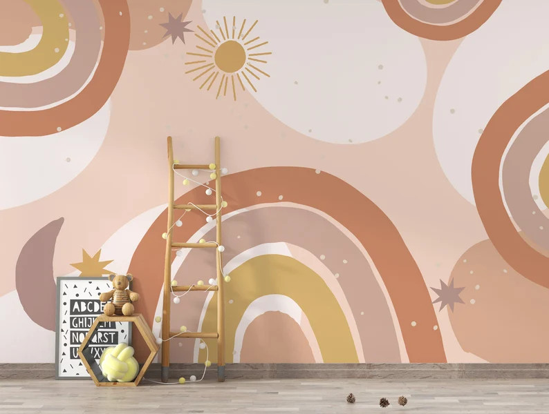 Soft Rainbow Wallpaper, Soft Colored Rainbow Wallpaper, Nursery Room Decor, Pretty Gifts for Girl... | Etsy (US)