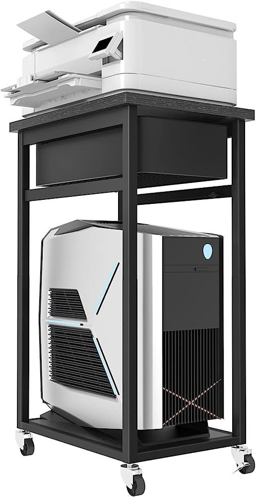 MYDENIMSKY Printer Stand, Computer Tower Stand with Drawer, Desktop Stand with Locable Wheels, Of... | Amazon (US)