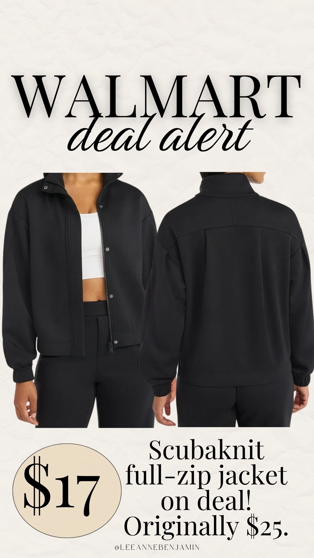 $17 full-zip scuba knit jacket!

#LTKActive #LTKSpringSale #LTKSaleAlert