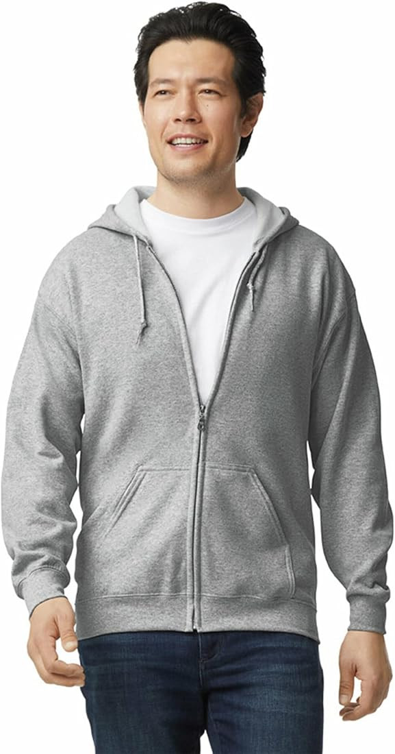 Gildan Adult Fleece Zip Hoodie Sweatshirt, Style G18600 | Amazon (US)