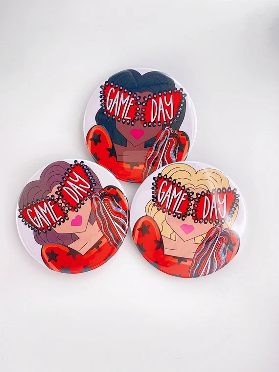 The Pom Squad  Red Game Day Tailgate Buttons  Game Day Pins - Etsy | Etsy (US)