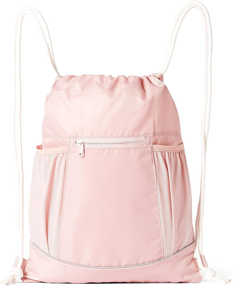 Amazon Basics Drawstring Lightweight Gym Bag Soccer Backpack, Large, Pink | Amazon (US)