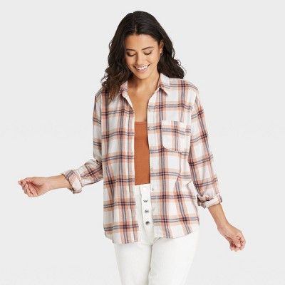 Women's Long Sleeve Flannel Button-Down Shirt - Universal Thread™ Plaid | Target