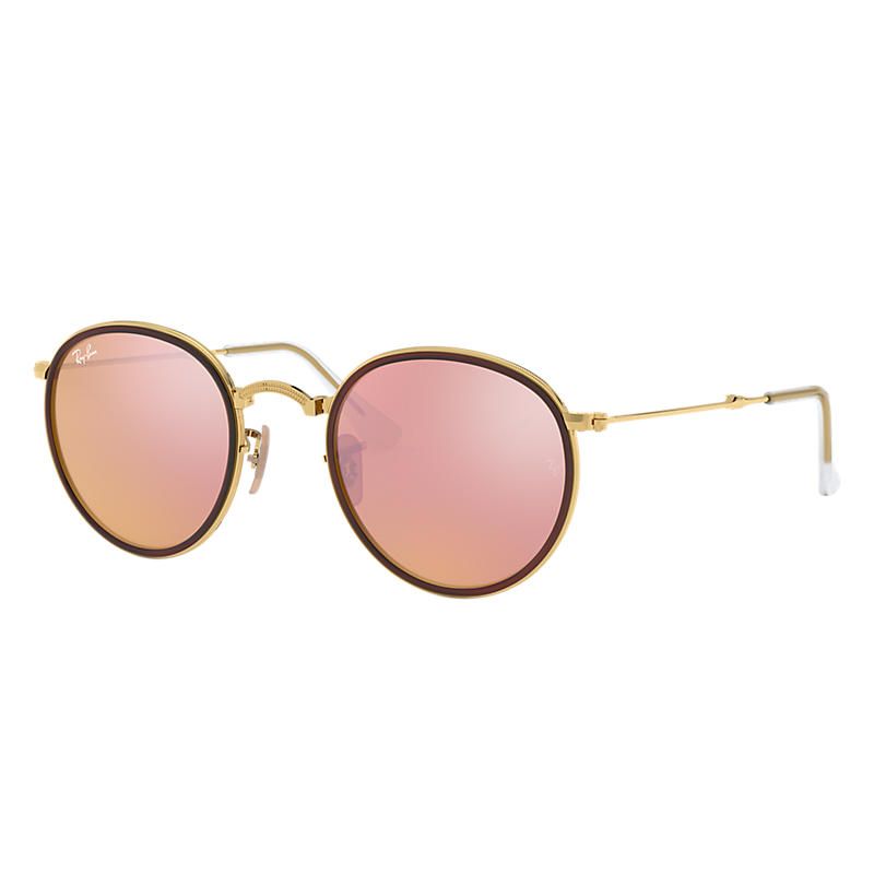 Ray-Ban Round Folding Gold Sunglasses, Pink Lenses - Rb3517 | Ray-Ban (US)