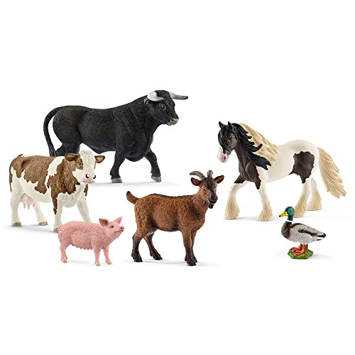 Schleich Farm World Farm Animals Horse, Cow, Bull, Goat, Duck and Pig Figurine Playset - 6-Piece Realistic and Durable Animal Figurines, Gift for Kids and Toddlers Ages 3+ | Amazon (US)