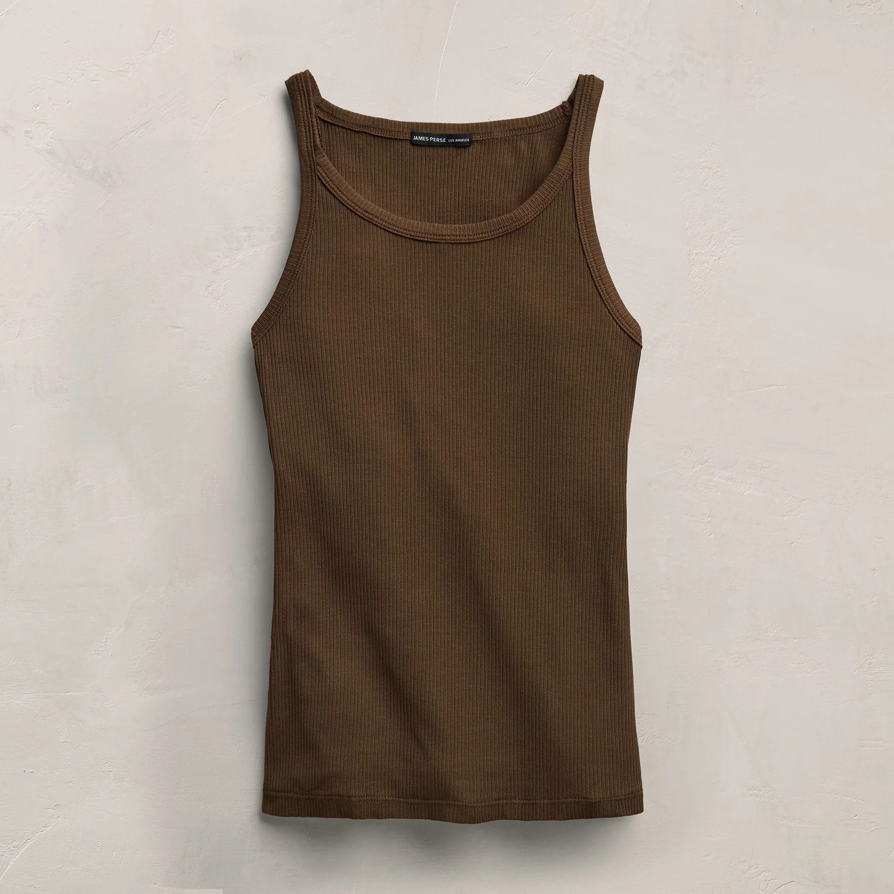 Ribbed High Neck Cami - Cocoa | James Perse (US)