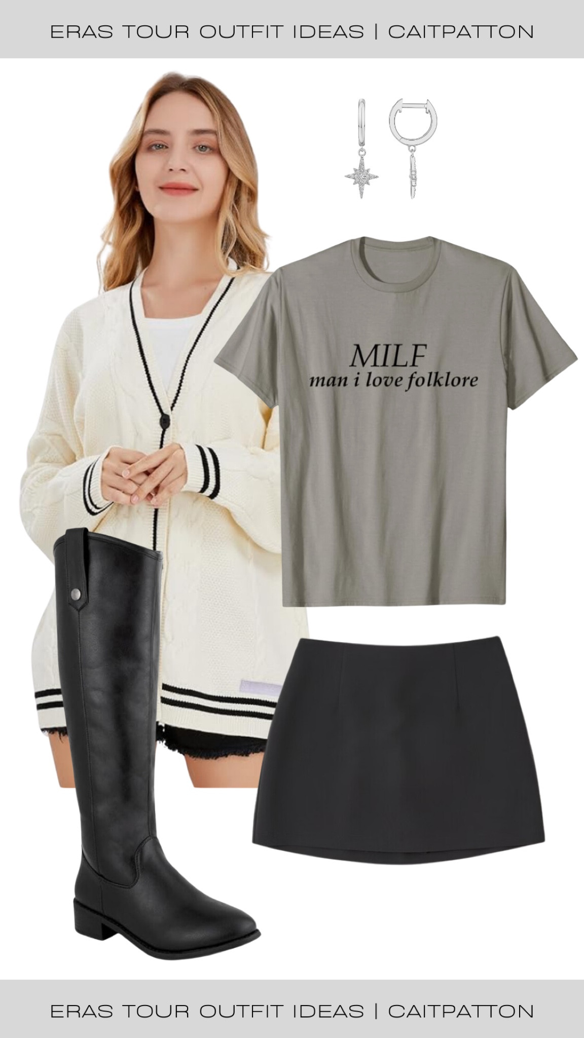 Folklore outfit ideas, folklore era, folklore era outfits, folklore era outfit, folklore outfit, folklore album outfit, folklore album, folklore eras outfit, Taylor swift folklore outfit, Taylor swift folklore, eras tour outfit, eras tour outfits, folklore cardigan, Taylor swift cardigan, black skirt, folklore tee; folklore shirt; black boots, riding boots, huggie hoops 

#LTKParties #LTKShoeCrush #LTKFindsUnder100