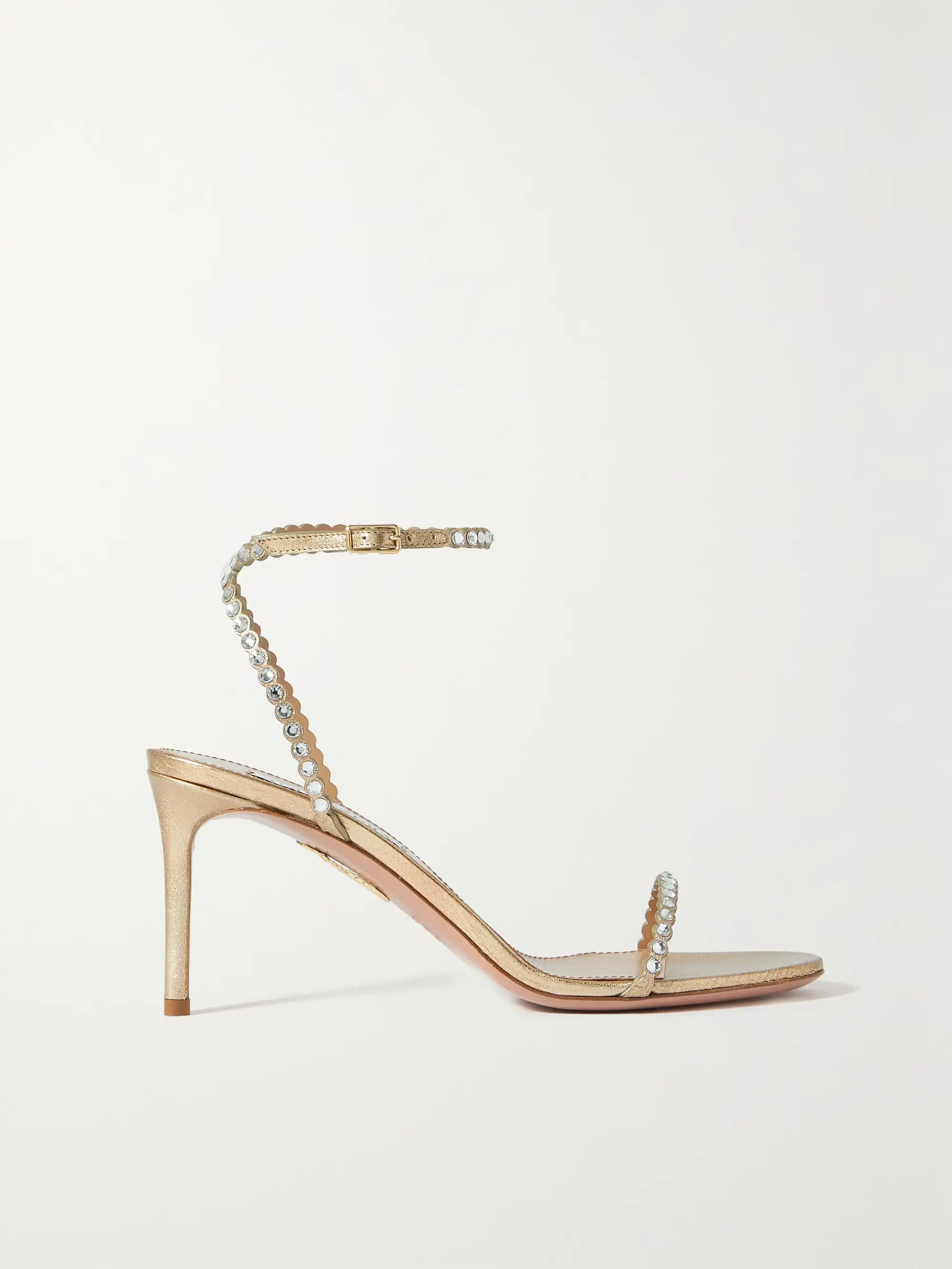 Mini Tequila 75 crystal-embellished metallic leather sandals | NET-A-PORTER APAC