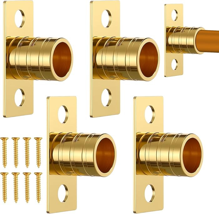Pelopy 4 Pcs Inside Mount Curtain Rod Bracket 3/8" Bracket Set for 3/8" Rodding (Brass) | Amazon (US)