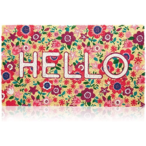 Juvale Natural Coir Hello Spring Door Mat for Front Door Entry, Floral Welcome Non-Slip Rug (30x1... | Amazon (US)