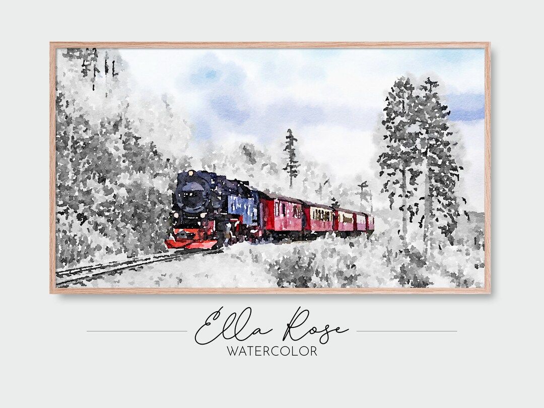 Samsung Frame TV Art  Winter Train in the Snow Landscape - Etsy | Etsy (US)