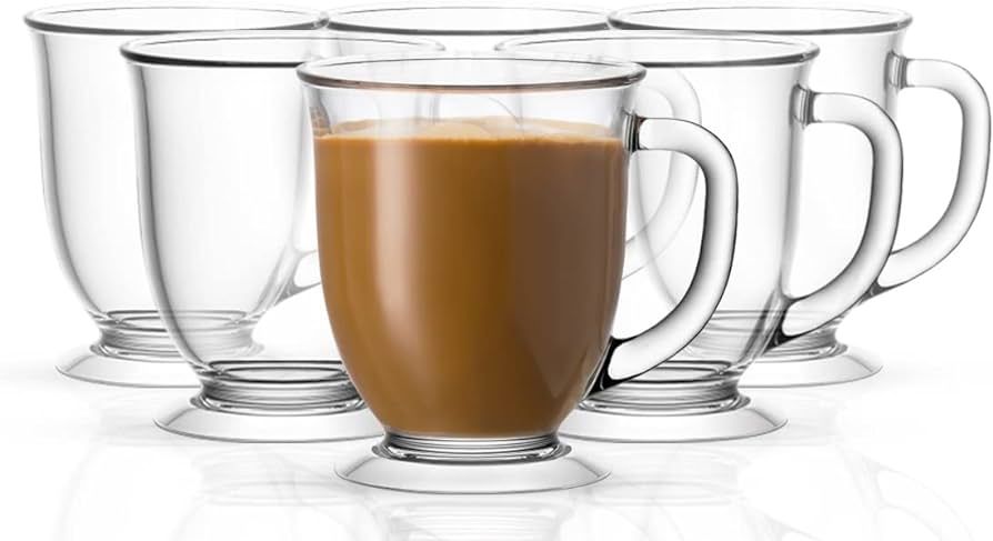 Kook Glass Coffee Mugs, with Handles, Clear Tea Cups, for Drinking Hot Beverages, Latte, Cappucci... | Amazon (US)