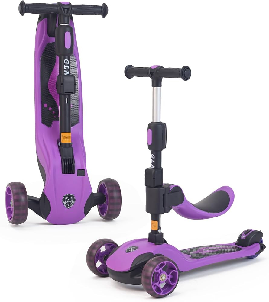 GLAMUP Kids Scooter, 2-in-1 Folding Kick Scooters, Adjustable Height, Safety Lock, 3 Wheel Kick S... | Amazon (US)