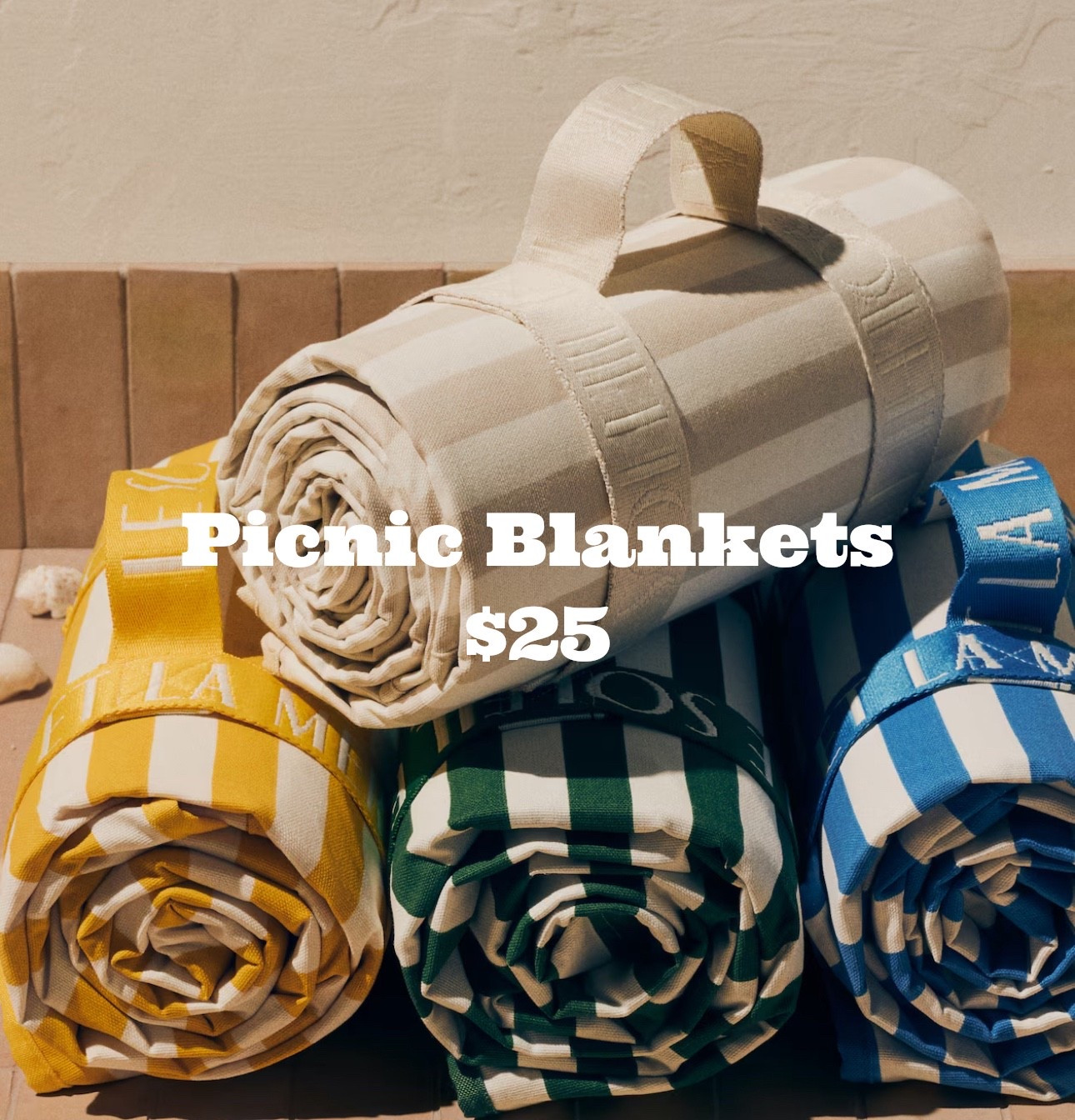Cute stripe picnic blanket!!  Great gift idea- could even use for graduation! 