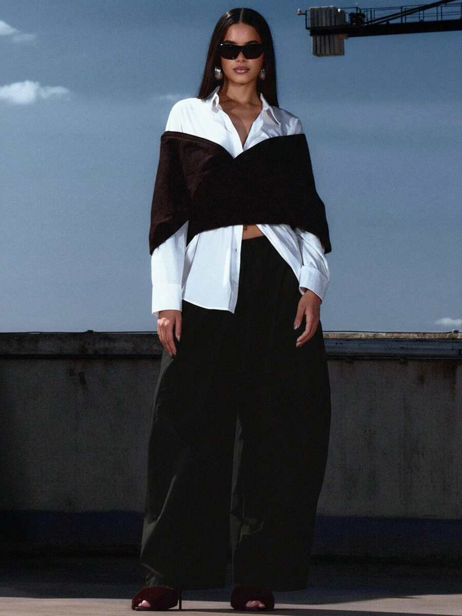 MUSERA Pleated Extreme Tapered Balloon Elasticated Waist Trousers Classy Night Out Sexy Cute Cool... | SHEIN