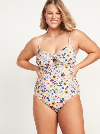 Tie-Front Keyhole Bandeau-Style One-Piece Swimsuit for Women | Old Navy (US)