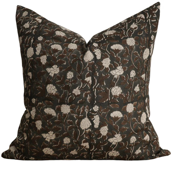Dark Floral Block Print Pillow Cover | Hackner Home (US)