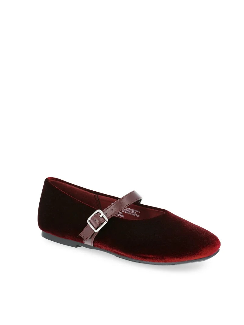 Weekend Academy Girls Velvet Ballet Flats | Walmart (US)